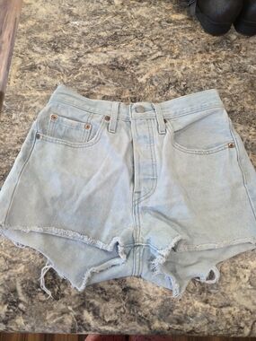 Light Blue High-Waist Denim Jean Shorts